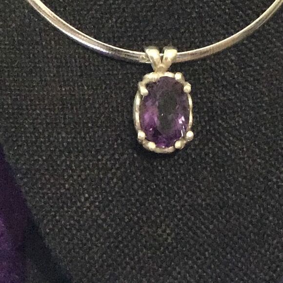 Necklace, Large Amethyst Pendant, New with Tags, Sterling Silver, Handmade, Arti - Picture 1 of 8